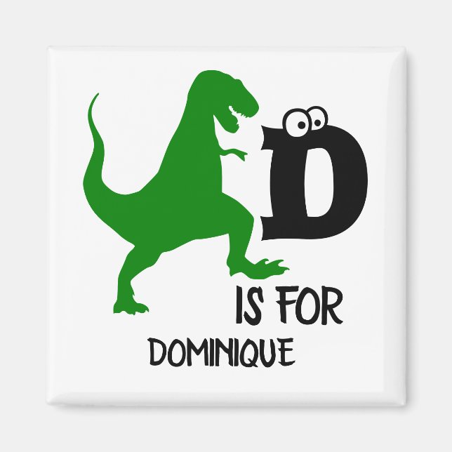 Anpassningsbar monogram D är avsett för Dinosaur s Magnet (Framsidan)