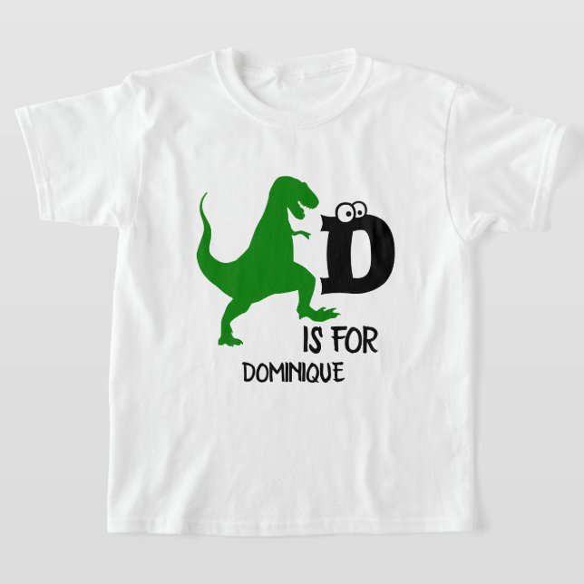 Anpassningsbar monogram D är avsett för Dinosaur s T Shirt (Laydown)