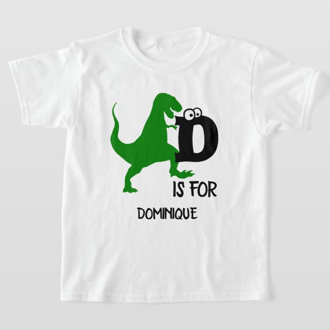 Anpassningsbar monogram D är avsett för Dinosaur s T Shirt (Laydown)