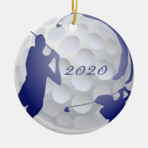 Anpassningsbar Monogram Dated Golf Sport Hobby Julgransprydnad Keramik