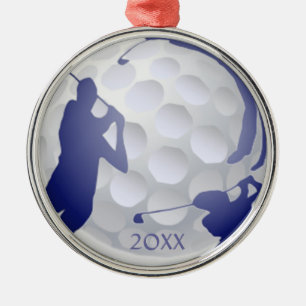 Anpassningsbar Monogram Dated Golf Sport Hobby Julgransprydnad Metall
