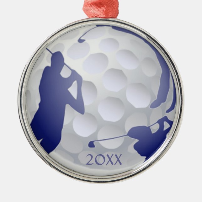 Anpassningsbar Monogram Dated Golf Sport Hobby Julgransprydnad Metall (Framsidan)
