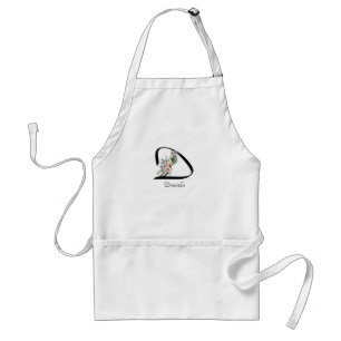 Anpassningsbar Monogram Design Blommor brev D Förkläde
