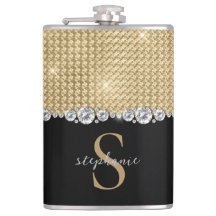 Anpassningsbar Monogram Diamonds Guld Black Elegan