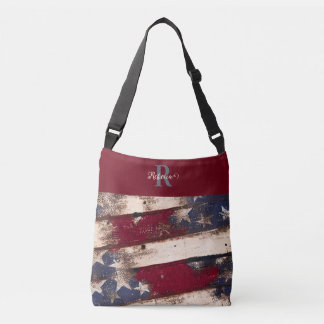 Anpassningsbar Monogram Distress American Flagga Axelväska
