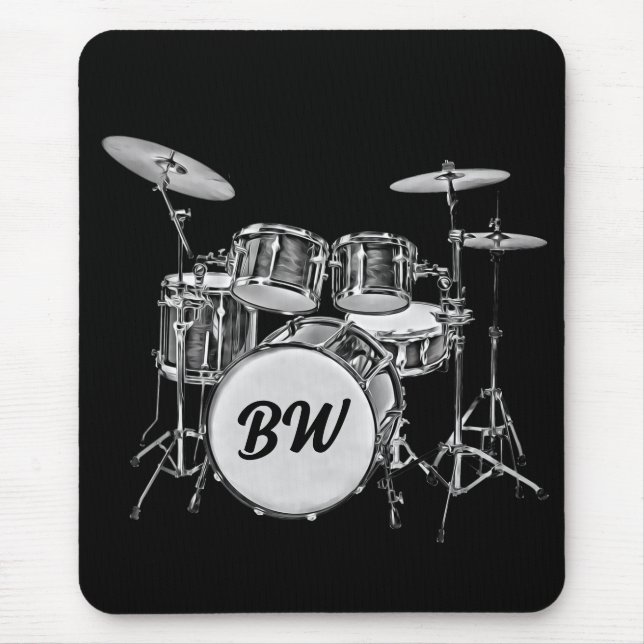 Anpassningsbar Monogram Drummer Drum Kit Musician  Musmatta (Framsidan)