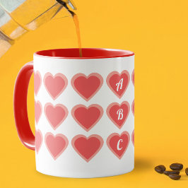 Anpassningsbar Monogram Dubbla Heart Mugg