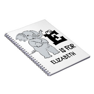 Anpassningsbar monogram E för söt, färglös elefant Anteckningsbok