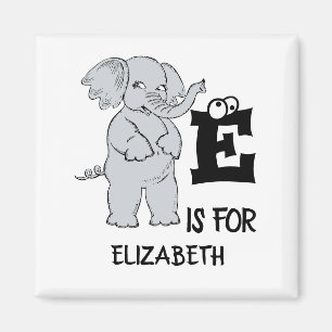 Anpassningsbar monogram E för söt, färglös elefant Magnet