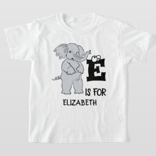 Anpassningsbar monogram E för söt, färglös elefant T Shirt