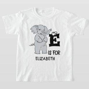 Anpassningsbar monogram E för söt, färglös elefant T Shirt