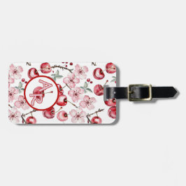 Anpassningsbar Monogram Elegant Cherry Blommar Bagagebricka