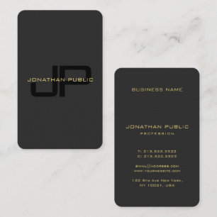 Anpassningsbar Monogram Elegant Faux Guld Lodrät O Visitkort
