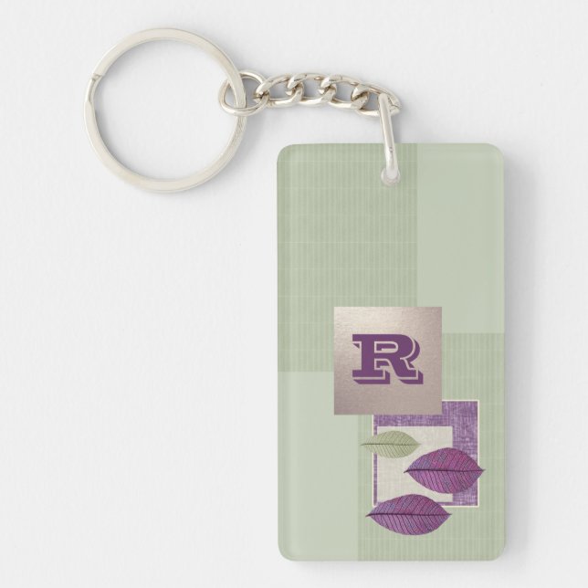 Anpassningsbar Monogram Elegant Löv Mönster (Framsidan)