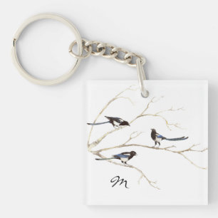 Anpassningsbar Monogram eller Namn Magpie Family B