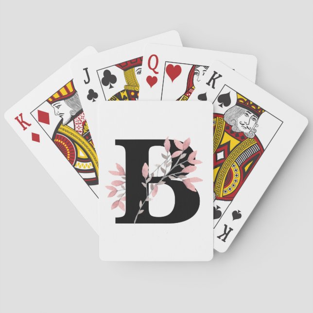 Anpassningsbar monogram enkel bokstav med rosa blo casinokort (Baksidan)