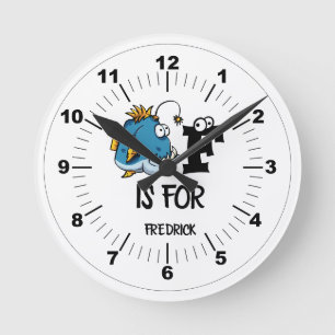 Anpassningsbar monogram F är för illustration av f Rund Klocka