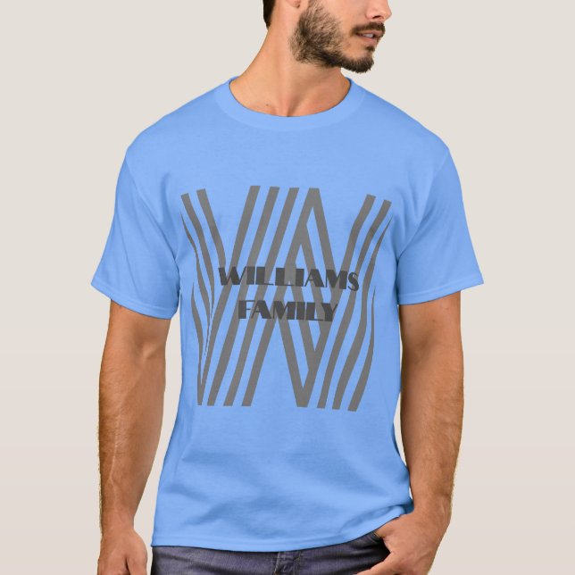 anpassningsbar Monogram-familjen namn grått modern T Shirt (Framsida)