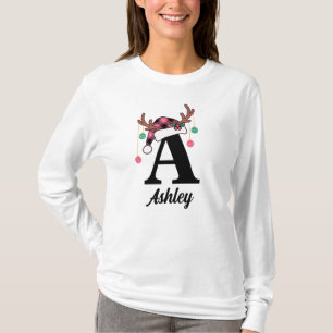 Anpassningsbar Monogram-familjens jultomte Santa H T Shirt