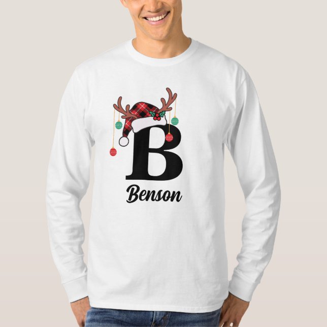 Anpassningsbar Monogram-familjens jultomte Santa H T Shirt (Framsida)