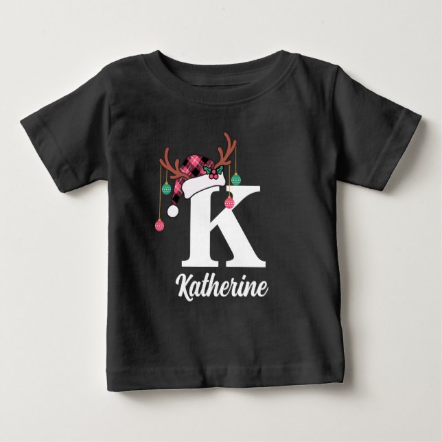 Anpassningsbar Monogram-familjens jultomte Santa H T Shirt (Framsida)