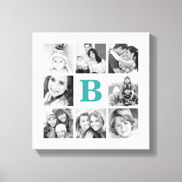 Anpassningsbar Monogram Family Photo Collage Canva Canvastryck