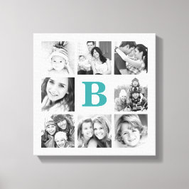 Anpassningsbar Monogram Family Photo Collage Canva Canvastryck