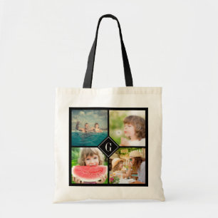 Anpassningsbar Monogram Family Photo Collage Tygkasse