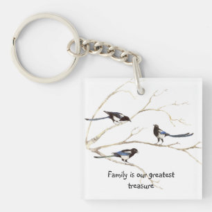 Anpassningsbar Monogram Family Quote Magpie Birds