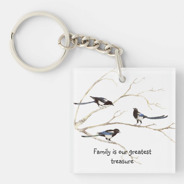 Anpassningsbar Monogram Family Quote Magpie Birds (Framsidan)