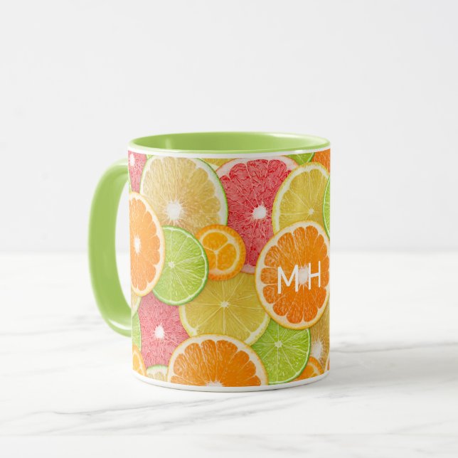 Anpassningsbar Monogram färgämnet citrus Mugg (Framsida vänster)