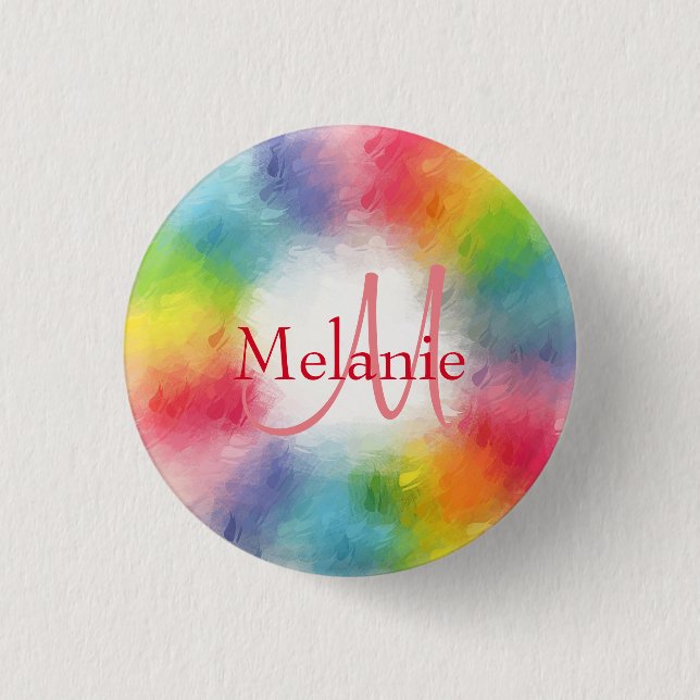 Anpassningsbar Monogram färgstark mall Lägg till t Knapp (Framsida)