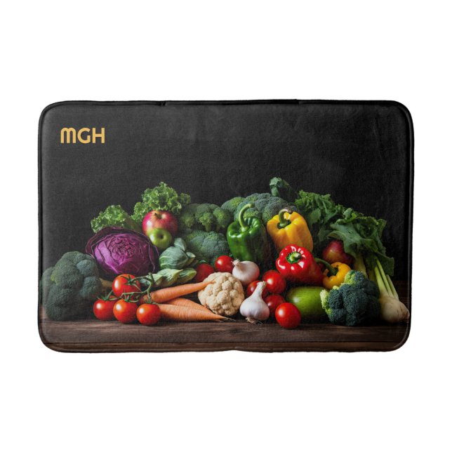 Anpassningsbar Monogram Färska grönsaker Badrumsmatta (Framsidan)