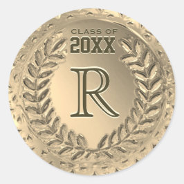 Anpassningsbar Monogram Faux Gold Foil Studenten Runt Klistermärke