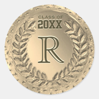 Anpassningsbar Monogram Faux Gold Foil Studenten Runt Klistermärke