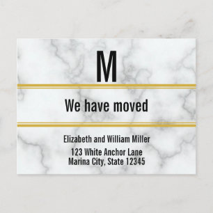 Anpassningsbar Monogram Faux Marble Flytta Announc Vykort