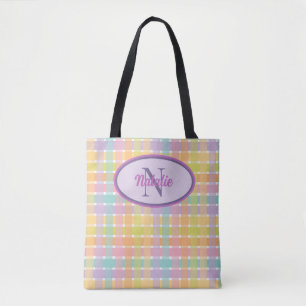 Anpassningsbar Monogram Feminin Färgämnet stripe m Tygkasse