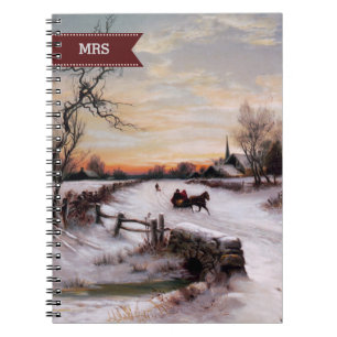 Anpassningsbar Monogram Fine Art julklapp Anteckningsbok Med Spiral
