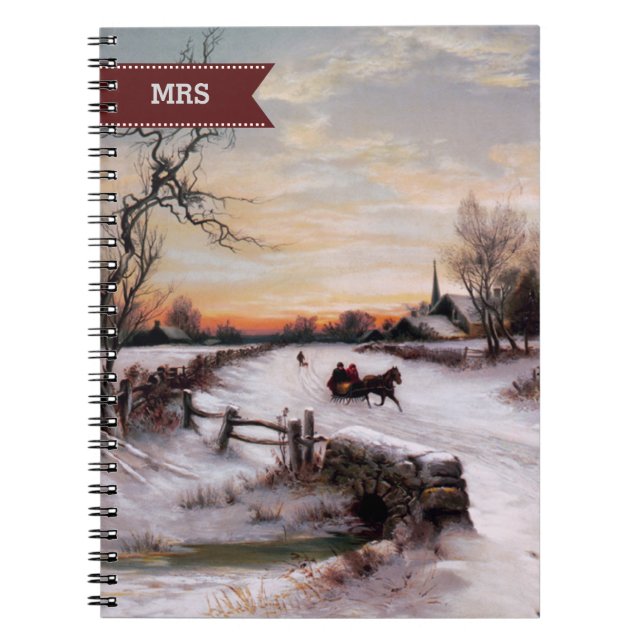 Anpassningsbar Monogram Fine Art julklapp Anteckningsbok Med Spiral (Framsidan)