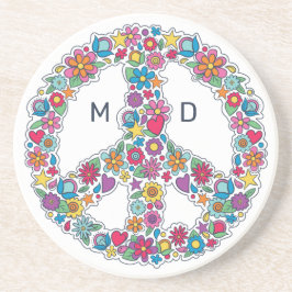 Anpassningsbar Monogram Flower Fredstecken Underlägg