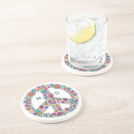 Anpassningsbar Monogram Flower Fredstecken Underlägg