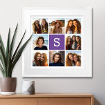 Anpassningsbar Monogram för äggplanta och vita fot Poster<br><div class="desc">Du kan använda Instagram-foton för den här designen. Använda 8-kvadratfoton som skapar en unik och personlig gåva. Eller så kan du behålla hipstervalpen och göra ett trendig till keepy. Om du behöver justera bilder klickar du på verktyg för att anpassa ändringar.</div>
