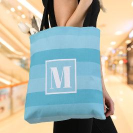 Anpassningsbar Monogram för Aqua Blue Färg Blocks Tygkasse
