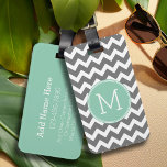 Anpassningsbar Monogram för  av träkol- och myntve Bagagebricka<br><div class="desc">Lägg till dina monogram till det här trendiget och grafika mönster med populärt färg.</div>