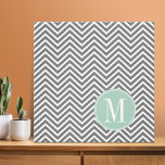 Anpassningsbar Monogram för  av träkol- och myntve Canvastryck<br><div class="desc">Lägg till dina monogram till det här trendiget och grafika mönster med populärt färg.</div>