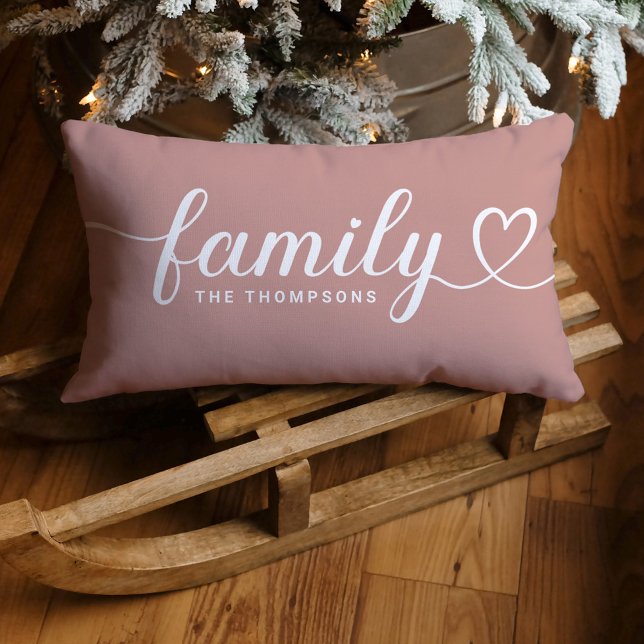 Anpassningsbar Monogram för Family Kärlek-skript D Lumbarkudde (Skapare uppladdad)
