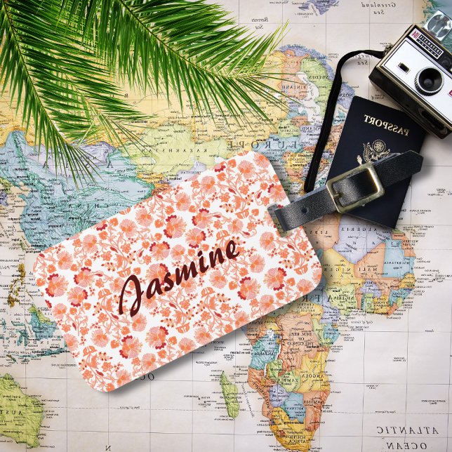 Anpassningsbar Monogram för färggrann Blommigt Leh Bagagebricka (Skapare uppladdad)