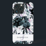 Anpassningsbar Monogram för marin marin Blommigt<br><div class="desc">Vattenfärgad haverfärgad Grått Flower Mönster med Boho Hand-färgade blommor, fjädrar och Mjuka av färgstarkt Grått, Blommigt i marinblå Mörk, blått, blått, Mauve Rosa, Lavender Lila, Silver och kol löv och löv. Med Hand plockade Line inslag, Swirly Hand Lettered Typsnitt och Snyggt Silver Ram & Typography - Photography Studio, Hair Salon,...</div>