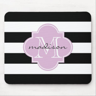 Anpassningsbar Monogram för svart och Lila Nautica Musmatta