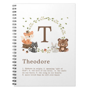 Anpassningsbar Monogram för trädsdjur Anteckningsbok